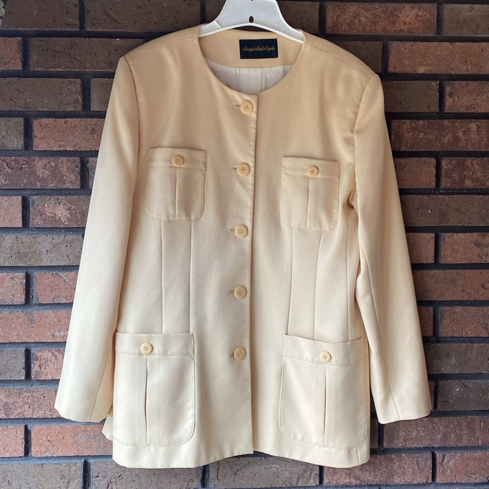 Giorgio San Angelo Vintage Butter Yellow Pantsuit Women’s 14 Pastel Power Set - Picture 3 of 15